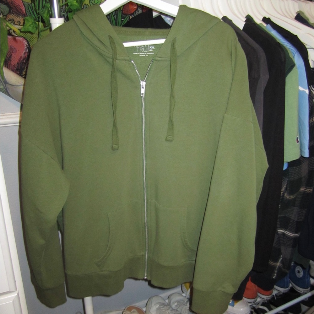 Oversized Green Zip Up Hoodie